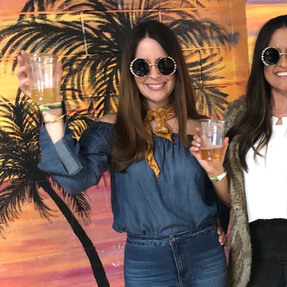 Cloth & Stone off the shoulder chambray top